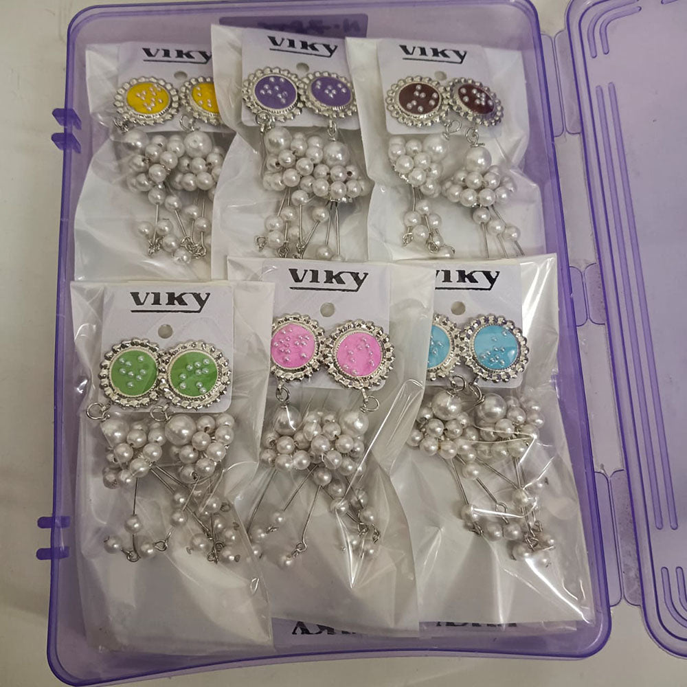 Urthn Meenakari Pearl Jhumki Earrings for Women