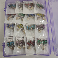 Urthn Black Plating Stylish Pota Stone And Shell Butterfly Studs Earrings 