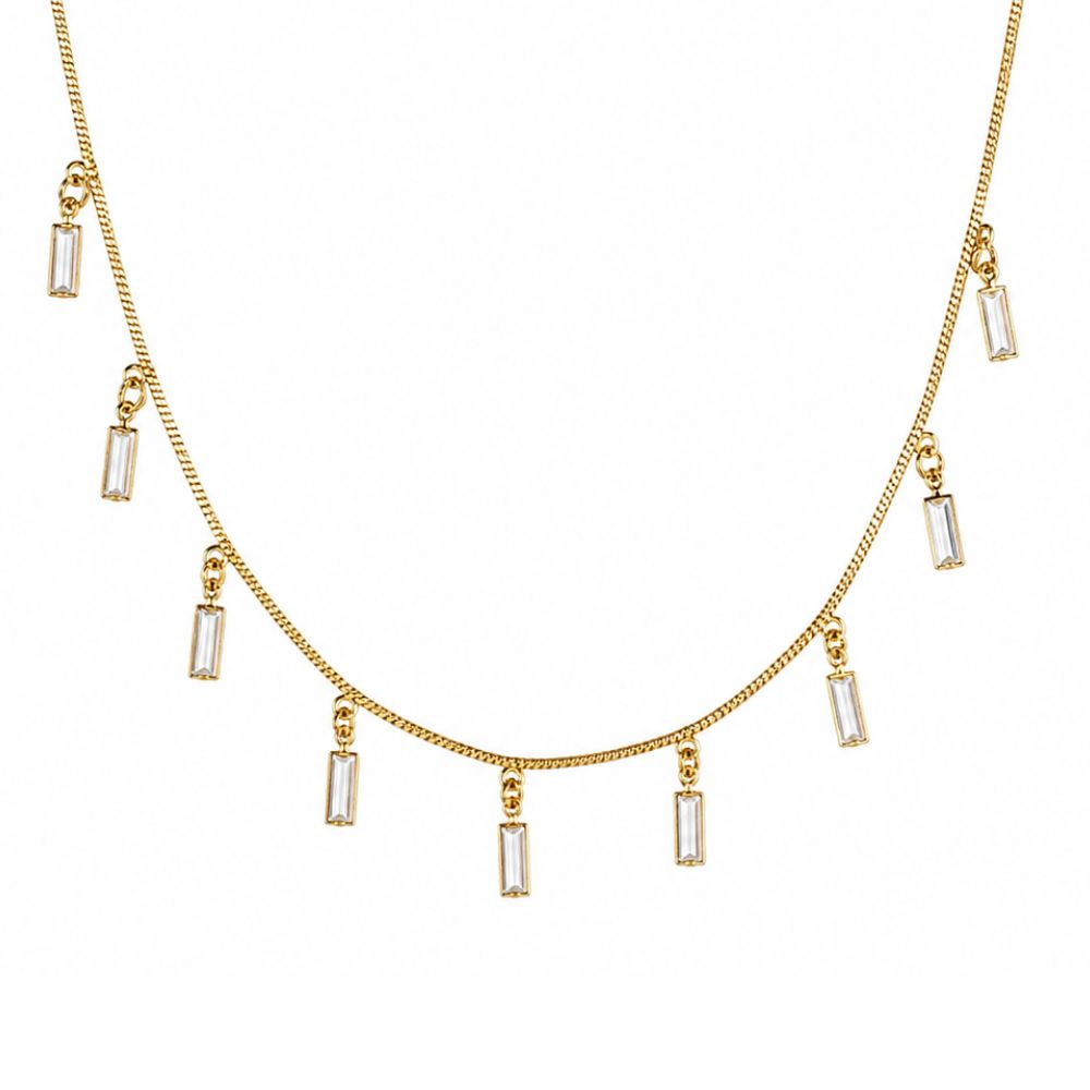 EtnicoFashion Gold Plated Crystal Drop Necklace for Women Stylish Trendy Chain Necklace (N006W)