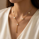 EtnicoFashion Gold Plated Heart Lariat Chain Necklace for Women Stylish Trendy Long Necklace (N008W)