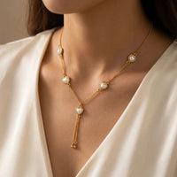 EtnicoFashion Gold Plated Heart Lariat Chain Necklace for Women Stylish Trendy Long Necklace (N008W)