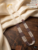 LAFZ Elegant 4-Line Maroon Bead Mala Necklace “ 20" Lenght  Festal Kantha Mala