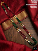 LAFZ Elegant 3-Line White Bead Mala Necklace “ 20" Lenght  Festal Kantha Mala