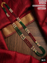 LAFZ Elegant 3-Line White Bead Mala Necklace “ 20" Lenght  Festal Kantha Mala