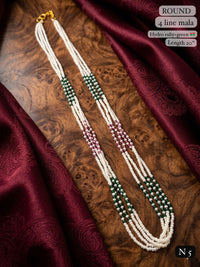 LAFZ Elegant 4-Line Pearl & Hydro Bead Mala Necklace 20 Lenght Kantha Mala
