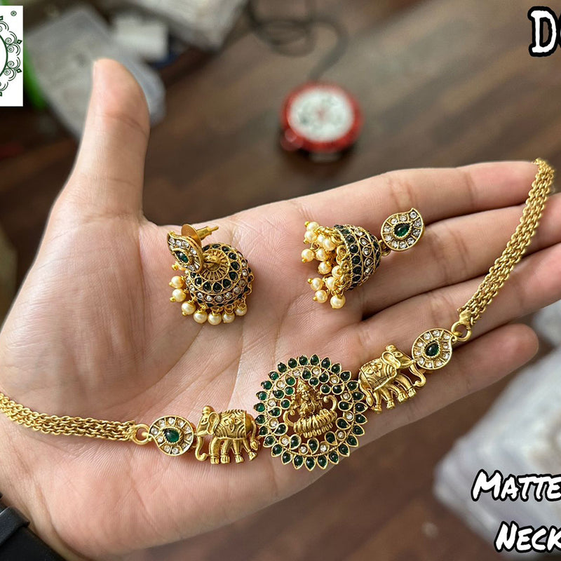 Diksha Collection Gold Plated Choker Necklace Set