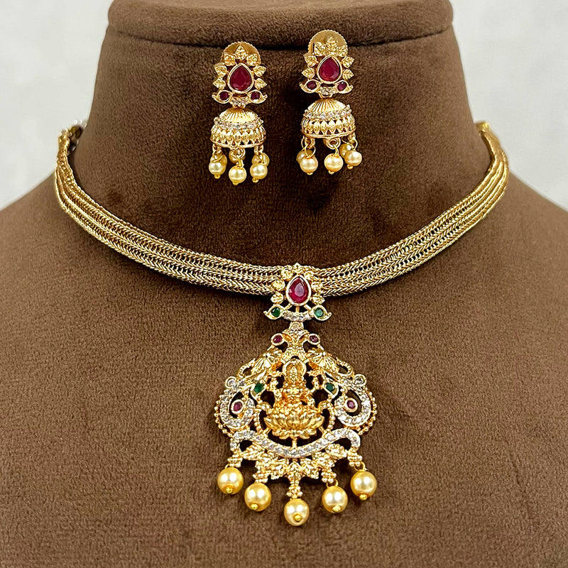 Diksha Collection Gold Plated Temple Necklace Set