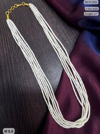 LAFZ Elegant 6-Line White Bead Mala Necklace “ 20" Lenght  Festal Kantha Mala
