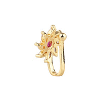 Etnico Gold Plated Floral Shaped Cubic Zirconia American Diamond Clip On Non Piercing Pressing Type Nose Pin, Stud For Women