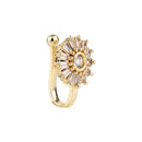 Etnico Gold Plated Clip On Non Piercing Pressing Type Stone Nose Pin For Women (NL105W)