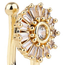 Etnico Gold Plated Clip On Non Piercing Pressing Type Stone Nose Pin For Women (NL105W)