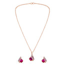 Mahi Shining Angel Wings Shaped Pink and White Crystal Pendant Necklace Earrings Set for Women (NL1103813ZPin)