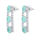 Mahi Rhodium Plated Light Green Cubic Zirconia (CZ) Floral Women's Necklace Set (NL1103822RLGre)