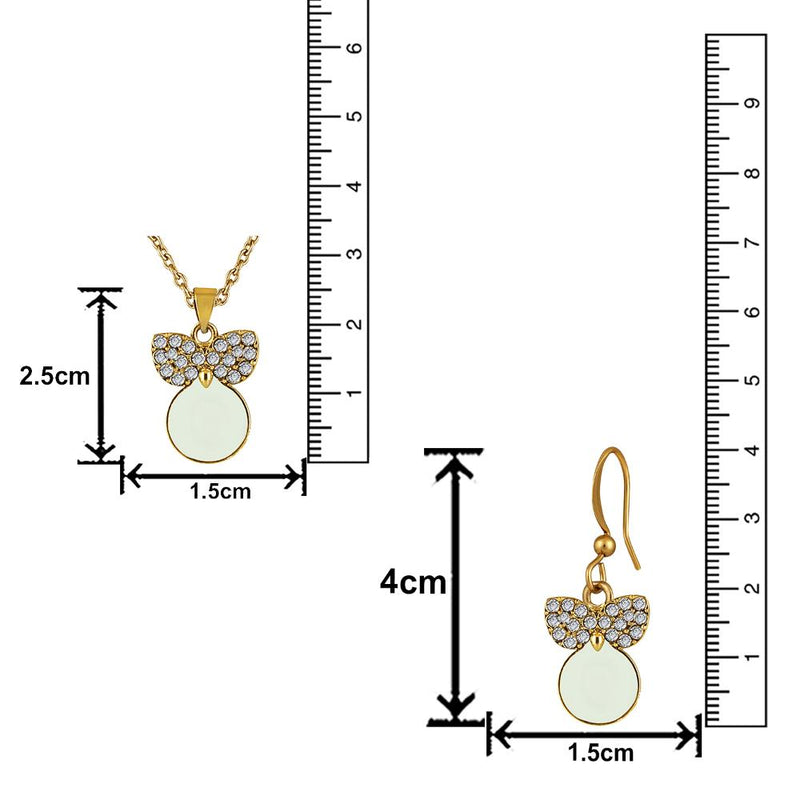 Mahi Gold Plated White Meenakari Work and Crystals Cute Pendant Set for Women (NL1103829GWhi)