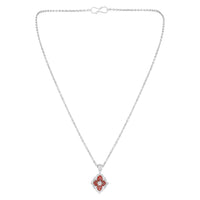 Mahi Scarlet Bloom Red Meenakari Enamel Pendant Earrings Set Set for Women & Girls (NL1103865RRed)