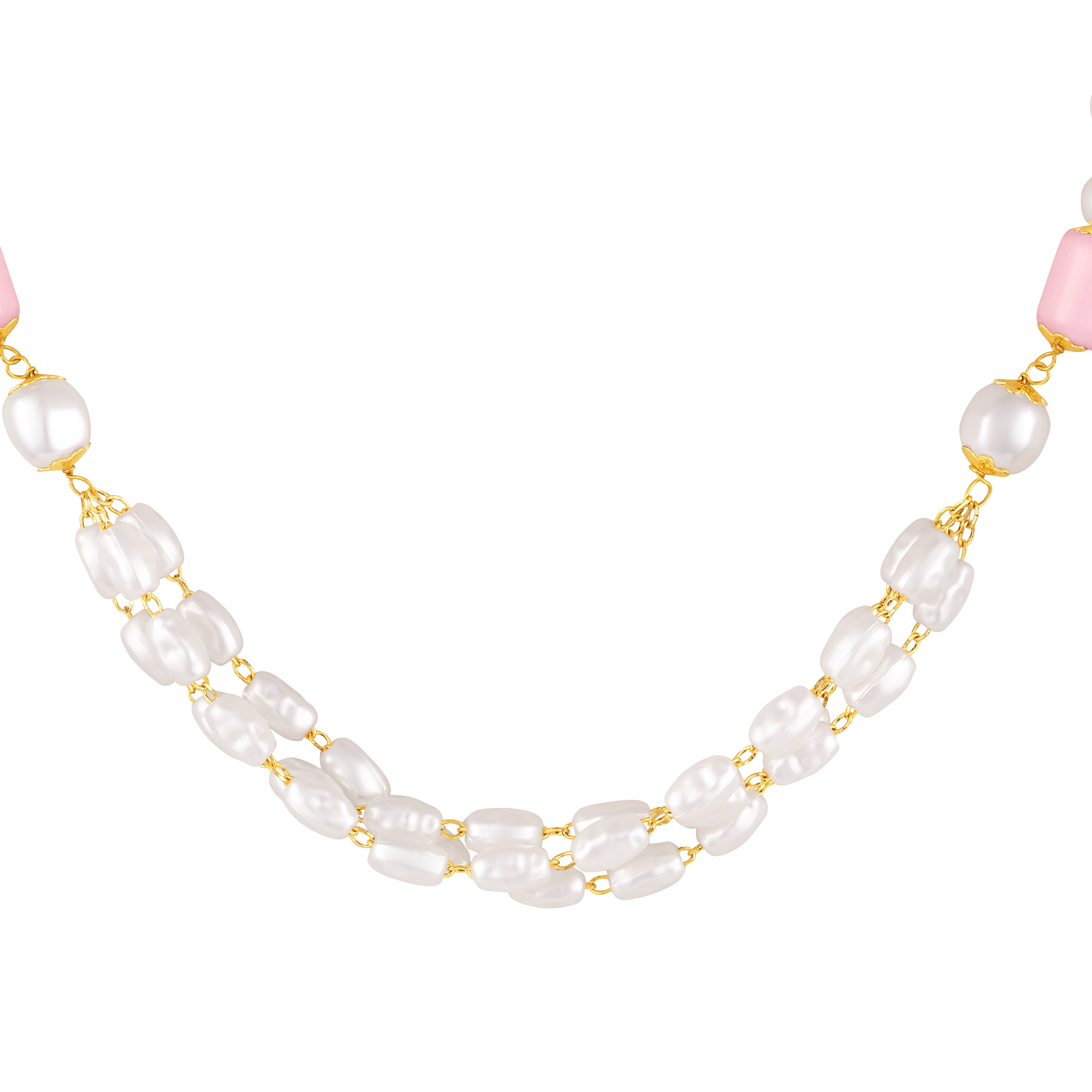 Mahi Stylish Pearl Bead Layered Necklace Set for Women & Girls with Gold Plating (NL1103867G)