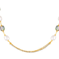 Mahi Elegant Gold Plated Choker Necklace and Matching Earrings for Women with Artificial Pearls and Crystals (NL1103868G)
