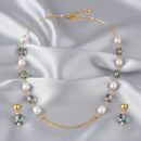 Mahi Elegant Gold Plated Choker Necklace and Matching Earrings for Women with Artificial Pearls and Crystals (NL1103868G)