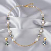Mahi Elegant Gold Plated Choker Necklace and Matching Earrings for Women with Artificial Pearls and Crystals (NL1103868G)