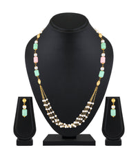 Mahi Elegant Gold-Plated Pastel Bead & Artificial Pearl Necklace with Matching Earrings for Women (NL1103870G)