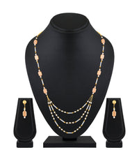 Mahi Elegant Gold-Plated Light Brown (Lct) and White Beaded Artificial Pearls Layered Jewellery Necklace with Earrings for Women (NL1103871G)