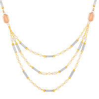 Mahi Elegant Gold-Plated Light Brown (Lct) and White Beaded Artificial Pearls Layered Jewellery Necklace with Earrings for Women (NL1103871G)