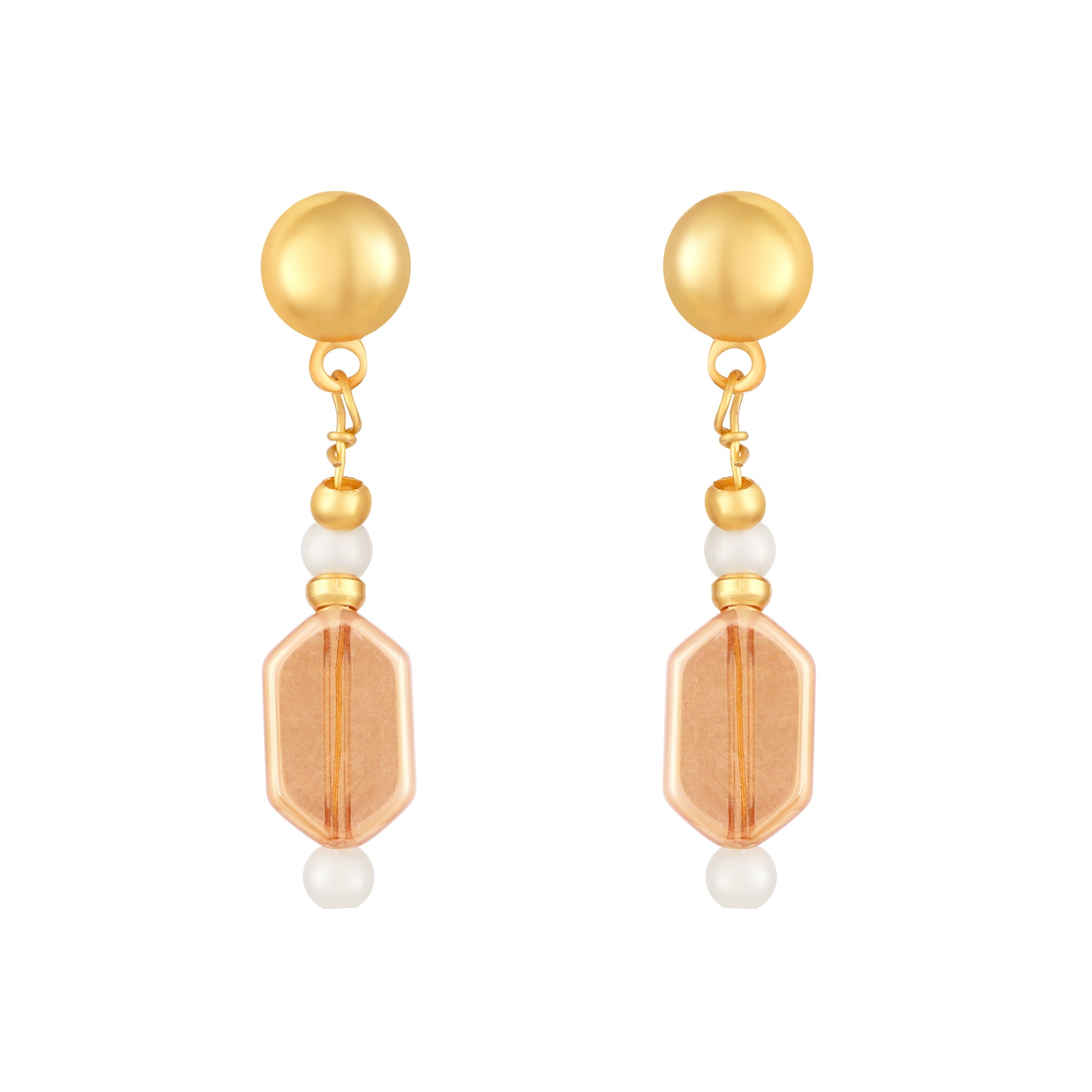 Mahi Elegant Gold-Plated Light Brown (Lct) and White Beaded Artificial Pearls Layered Jewellery Necklace with Earrings for Women (NL1103871G)