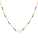 Mahi Black Beads & Artificial Pearl Mangalsutra Necklace with Matching Drop Earrings (Gold & Silver Tone) (NL1103876G)