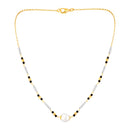 Mahi Black Beads & Artificial Pearl Mangalsutra Necklace with Matching Drop Earrings (Gold & Silver Tone) (NL1103876G)