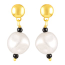 Mahi Black Beads & Artificial Pearl Mangalsutra Necklace with Matching Drop Earrings (Gold & Silver Tone) (NL1103876G)