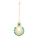 Mahi Ethnic Wedding & Festive Wear Green Kundan & Mirror Stone Bridal Choker Jewellery Set with Earrings & Maang Tikka Necklace Set for Women (NL1108127GGre)