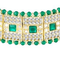 Mahi Ethnic Wedding & Festive Wear Green Kundan & Mirror Stone Bridal Choker Jewellery Set with Earrings & Maang Tikka Necklace Set for Women (NL1108127GGre)