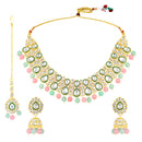 Mahi Ethnic Wedding & Festive Wear Colurful Kundan & Glass Beads Bridal Choker Jewellery Set with Earrings & Maang Tikka Necklace Set for Women (NL1108129GMul)