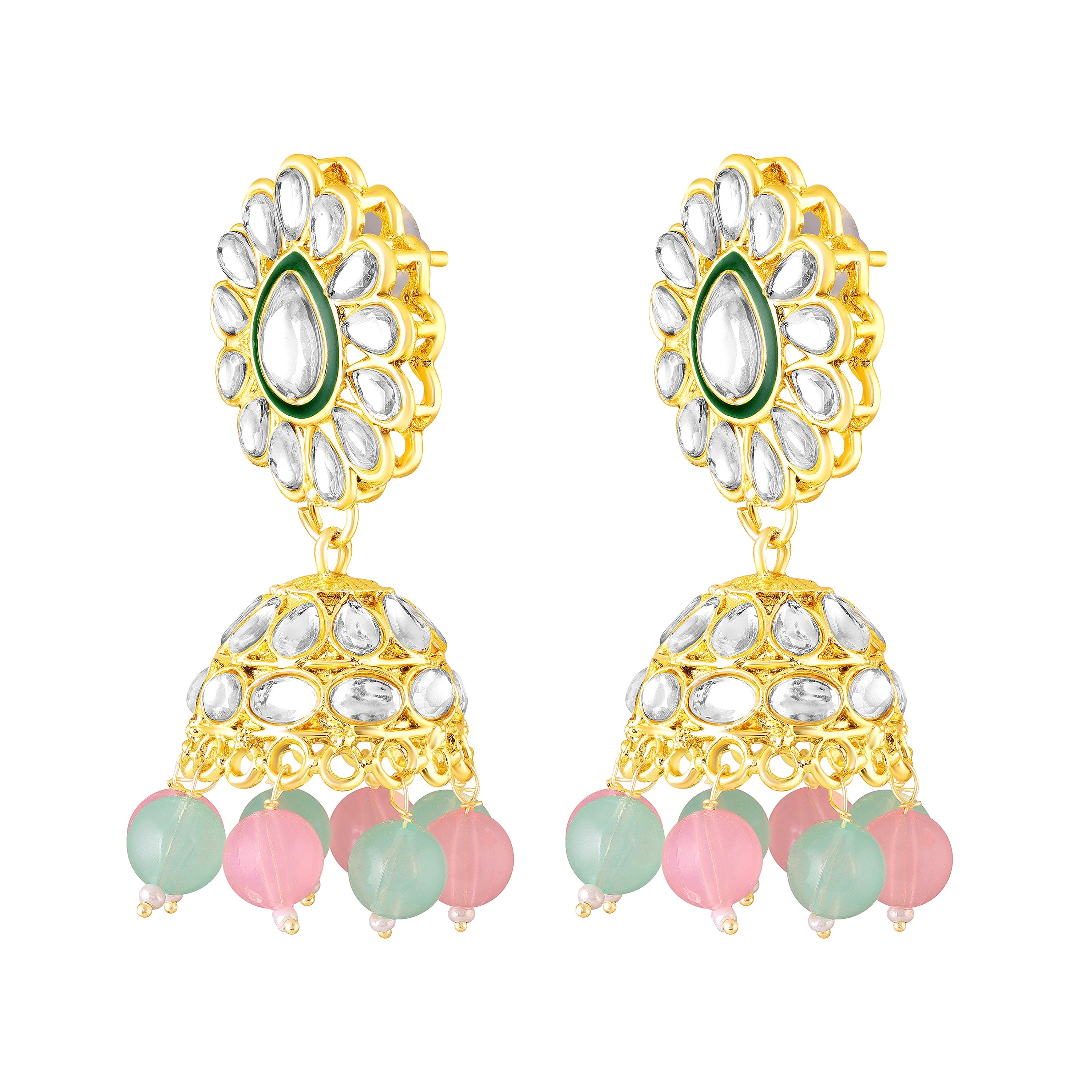 Mahi Ethnic Wedding & Festive Wear Colurful Kundan & Glass Beads Bridal Choker Jewellery Set with Earrings & Maang Tikka Necklace Set for Women (NL1108129GMul)