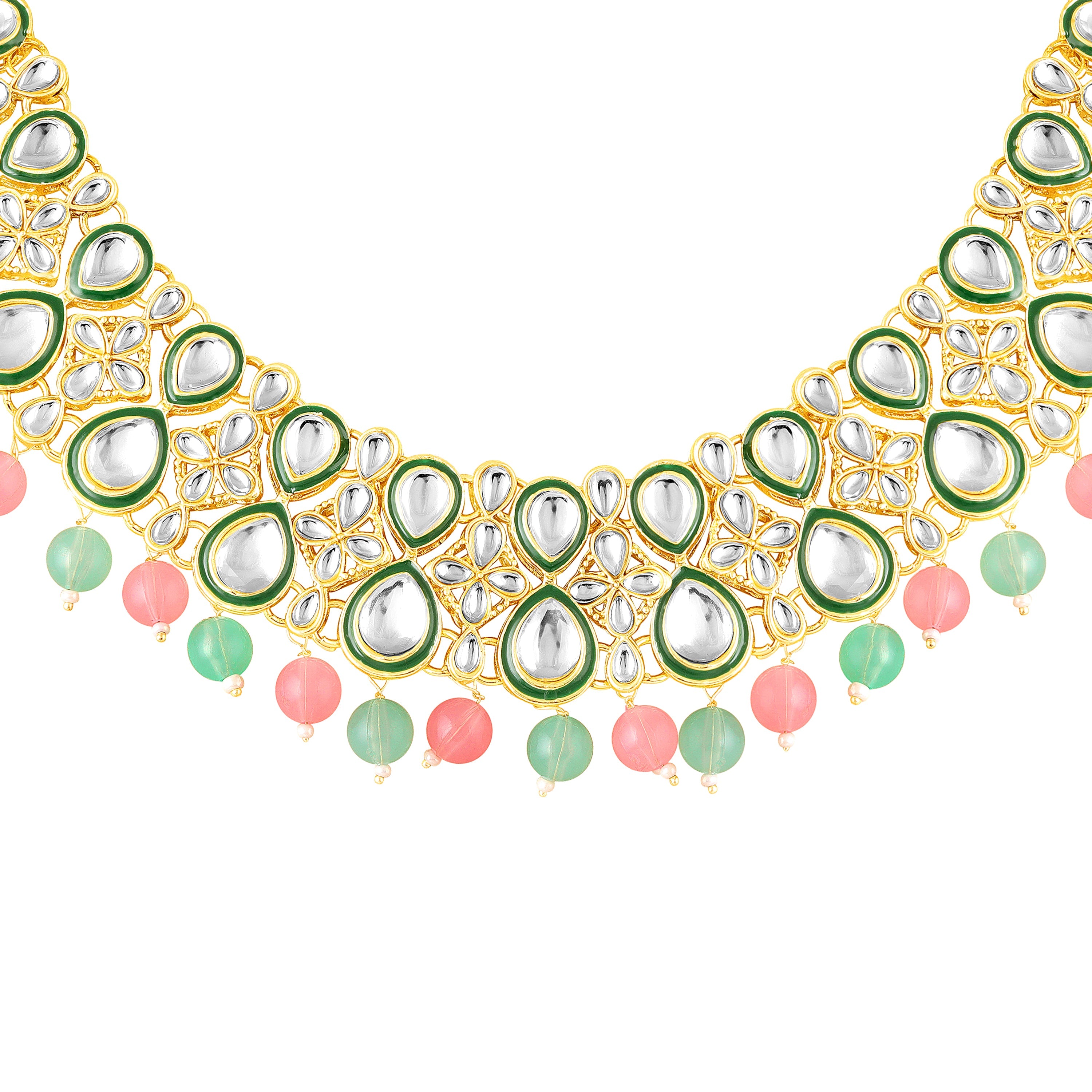 Mahi Ethnic Wedding & Festive Wear Colurful Kundan & Glass Beads Bridal Choker Jewellery Set with Earrings & Maang Tikka Necklace Set for Women (NL1108129GMul)