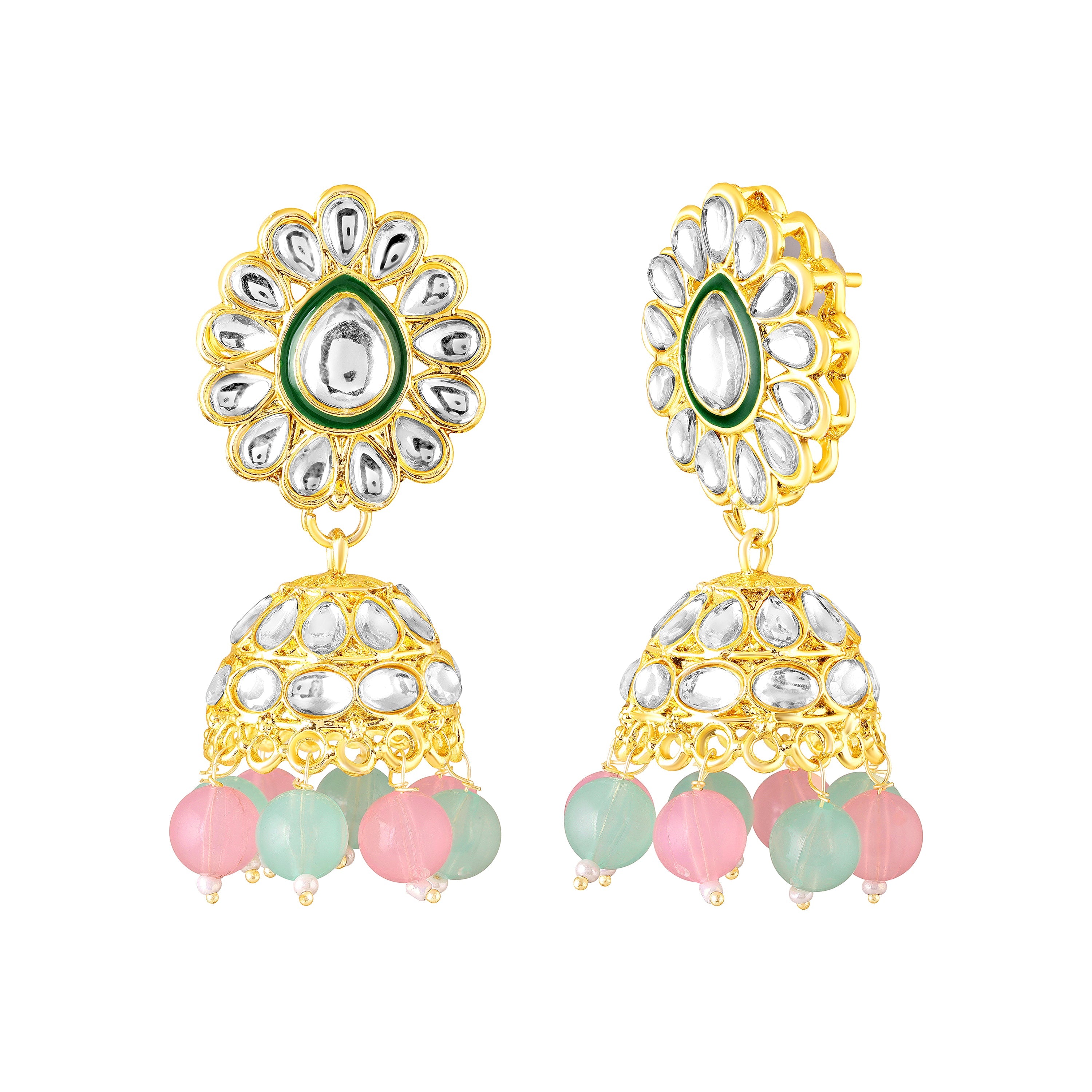 Mahi Ethnic Wedding & Festive Wear Colurful Kundan & Glass Beads Bridal Choker Jewellery Set with Earrings & Maang Tikka Necklace Set for Women (NL1108129GMul)