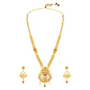 Mahi Traditional Gold-Plated Kundan Temple Jewellery Necklace Set with Ganpati Bappa Pendant & Matching Earrings for Women (NL1108130G)