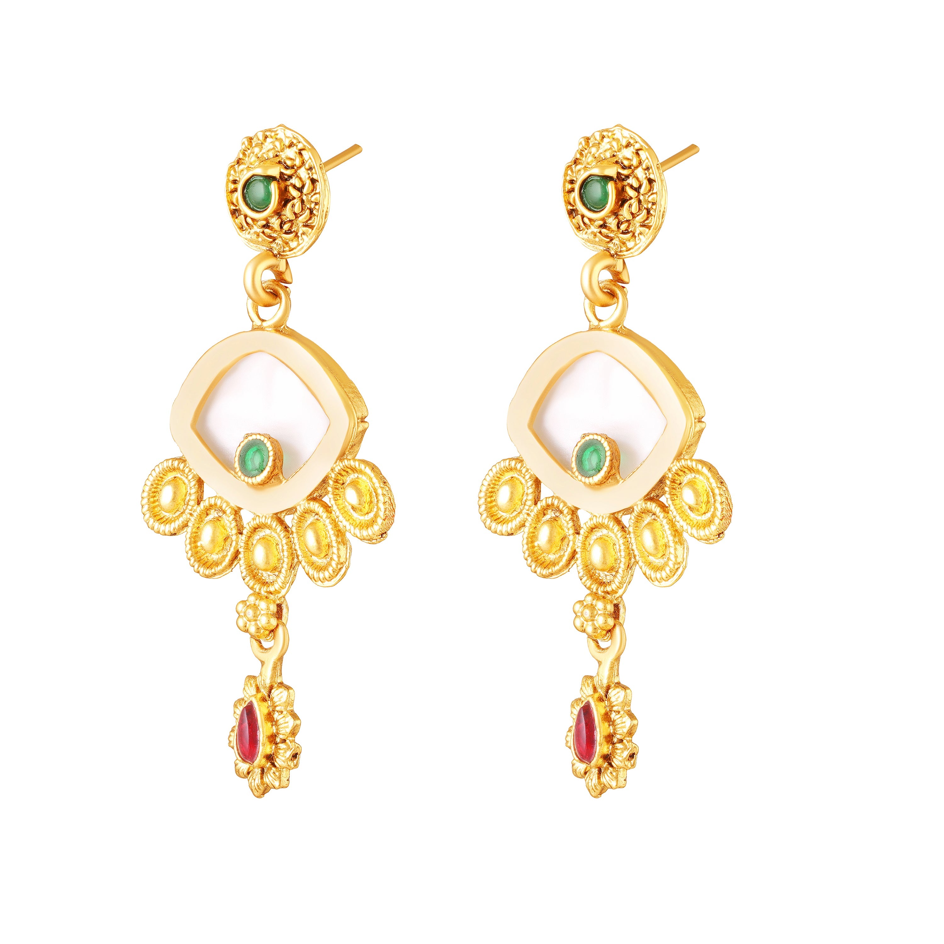 Mahi Traditional Gold-Plated Kundan Temple Jewellery Necklace Set with Ganpati Bappa Pendant & Matching Earrings for Women (NL1108130G)