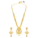 Mahi Traditional Gold-Plated Kundan Temple Jewellery Necklace Set with Goddess Lakshmi Pendant & Matching Earrings for Women (NL1108131G)