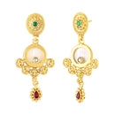 Mahi Traditional Gold-Plated Kundan Temple Jewellery Necklace Set with Goddess Lakshmi Pendant & Matching Earrings for Women (NL1108131G)