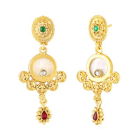 Mahi Traditional Gold-Plated Kundan Temple Jewellery Necklace Set with Goddess Lakshmi Pendant & Matching Earrings for Women (NL1108131G)