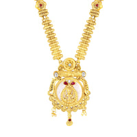 Mahi Traditional Gold-Plated Kundan Temple Jewellery Necklace Set with Goddess Lakshmi Pendant & Matching Earrings for Women (NL1108131G)