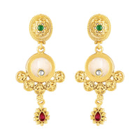 Mahi Traditional Gold-Plated Kundan Temple Jewellery Necklace Set with Goddess Lakshmi Pendant & Matching Earrings for Women (NL1108131G)