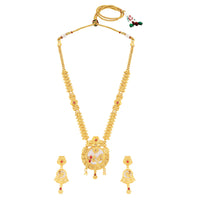 Mah Traditional Gold-Plated Necklace Set with Intricate Kundan Pendant and Matching Earrings for Women (NL1108132G)