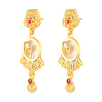 Mah Traditional Gold-Plated Necklace Set with Intricate Kundan Pendant and Matching Earrings for Women (NL1108132G)