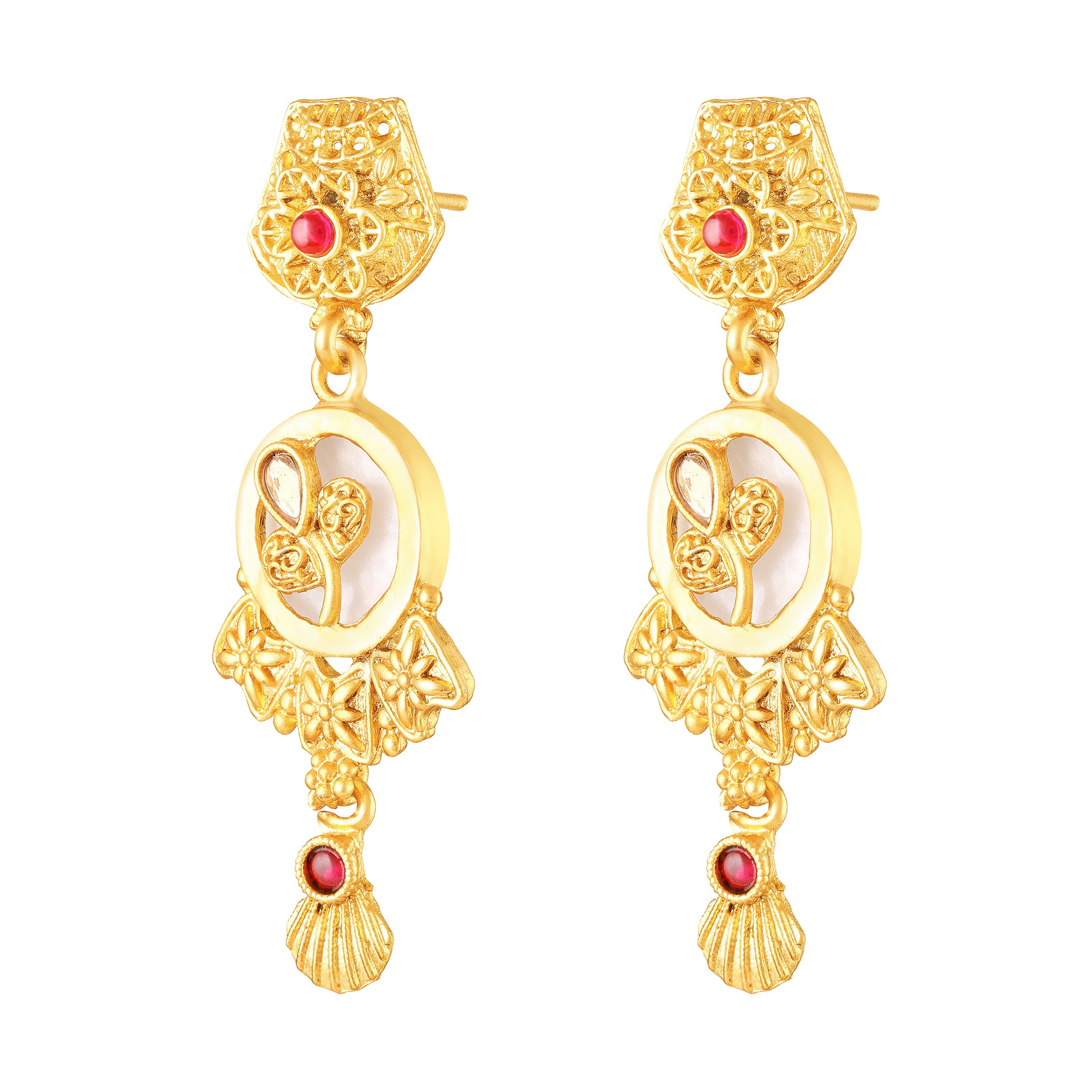 Mah Traditional Gold-Plated Necklace Set with Intricate Kundan Pendant and Matching Earrings for Women (NL1108132G)