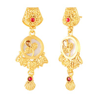 Mah Traditional Gold-Plated Necklace Set with Intricate Kundan Pendant and Matching Earrings for Women (NL1108132G)