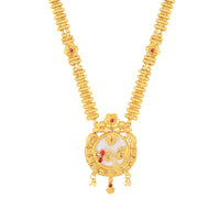 Mah Traditional Gold-Plated Necklace Set with Intricate Kundan Pendant and Matching Earrings for Women (NL1108132G)