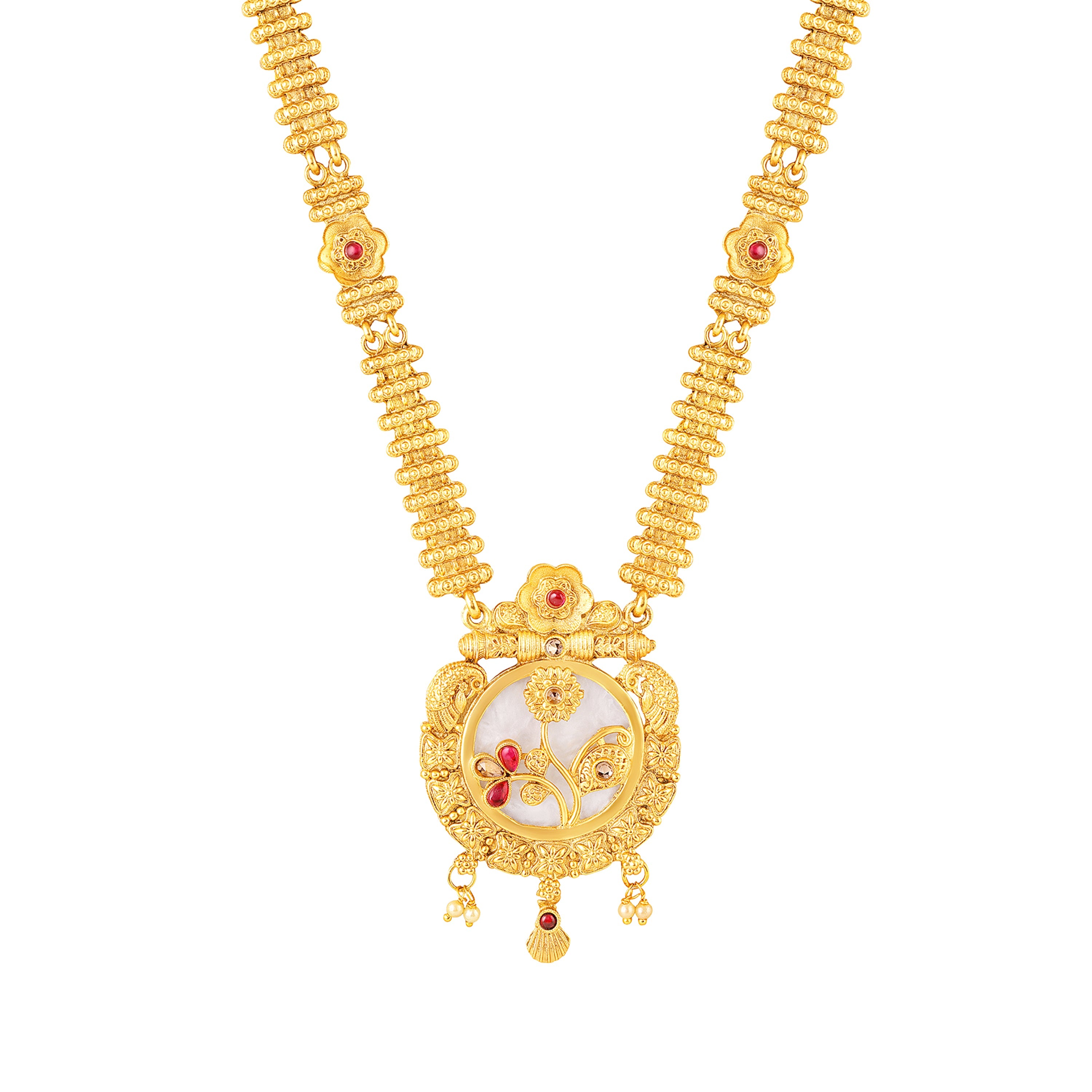 Mah Traditional Gold-Plated Necklace Set with Intricate Kundan Pendant and Matching Earrings for Women (NL1108132G)