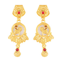 Mah Traditional Gold-Plated Necklace Set with Intricate Kundan Pendant and Matching Earrings for Women (NL1108132G)